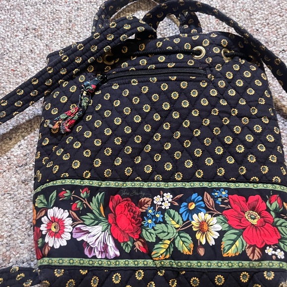 Vera Bradley Vintage Retired Floral Patterned Black Backpack - Picture 5 of 9
